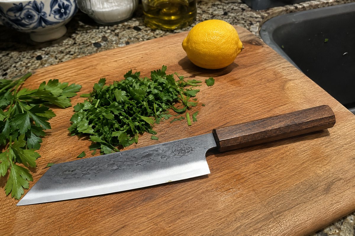 Kiritsuke nož sa začinskim biljem i limunom