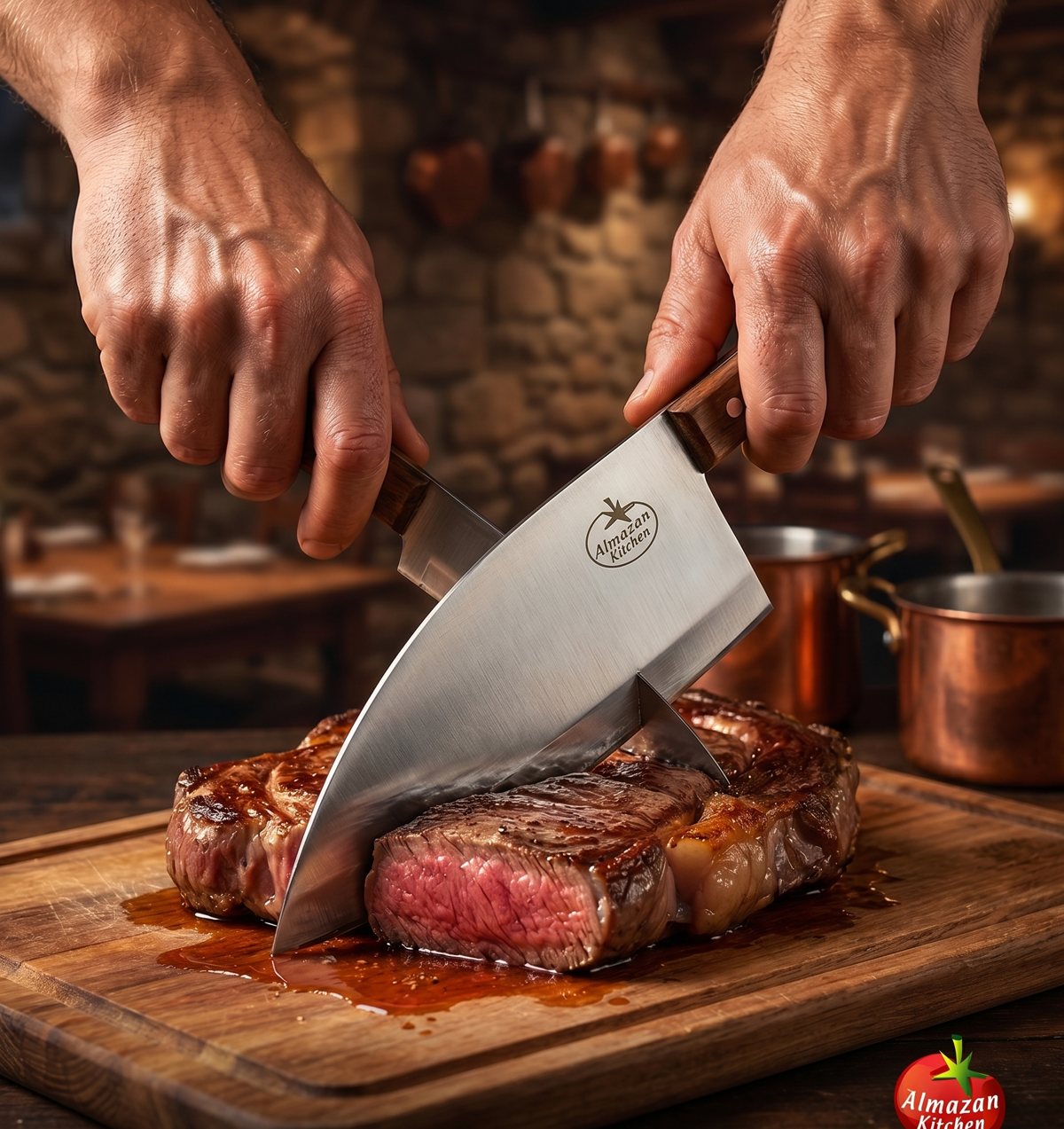 Steak nož u upotrebi